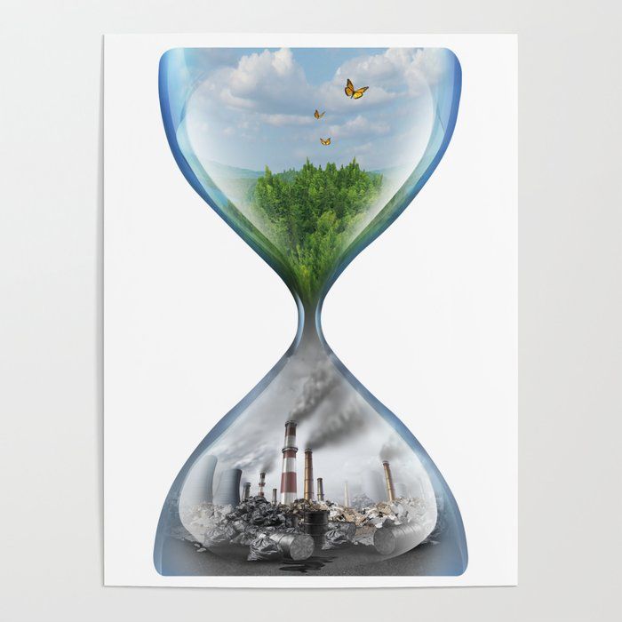 Art poster: hourglass with sadness