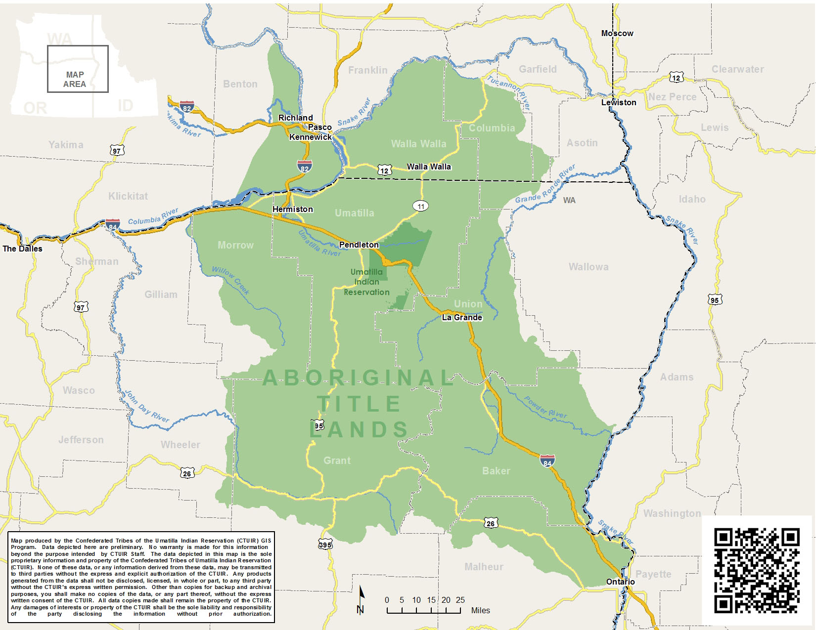 Schools and colleges within the CTUIR Homeland "pictured here within the blue checked lines) are eligible for this poster competition. Students need not attend the Symposium to be eligible for the competition.